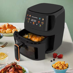 Friteuza cu aer cald, Air Fryer, afisaj digital, fereastra de previzualizare, LCD Touch Control, capacitate 10L, 3500w