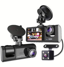 Camera auto tripla FullHD, 3 camere-fata/spate/interior, ecran 2'', G Senzor