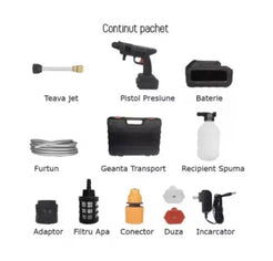 Pistol de spălat cu presiune portabil, 36V, 2X acumulatori, 25 bari, 240 l/h