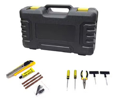 Kit pană auto cu compresor 12V, 2 cilindri și 7 accesorii – soluție rapidă pentru drumuri sigure