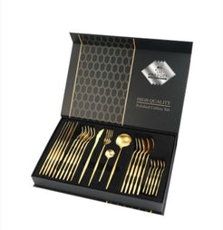 Set 24 Tacâmuri din Inox Auriu – Elegant și Modern, pentru 6 Persoane