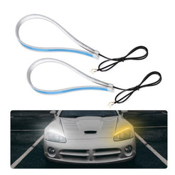 Set 2 Lumini DRL cu Semnalizare Dinamică Secvențială, Alb/Galben, 45 cm – LED Flexibile, IP65