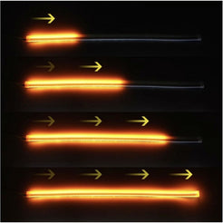 Set 2 Lumini DRL cu Semnalizare Dinamică Secvențială, Alb/Galben, 45 cm – LED Flexibile, IP65