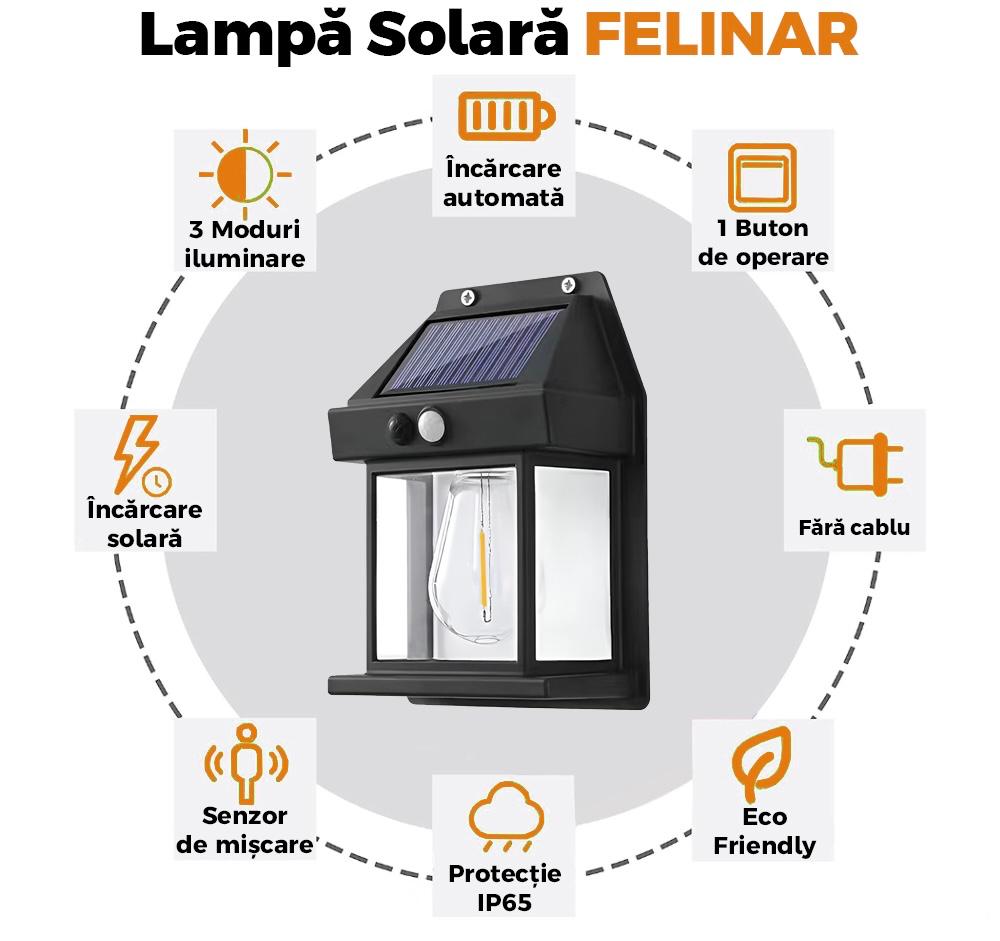 Lampa Solara 1 Bec led,3 Moduri Iluminare, 14w, 600 Lumeni