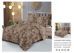 Set Lenjerie de Pat Finet Bumbac 4 Piese – Model Leopard, Confort și Stil Exotic în Dormitorul Tău