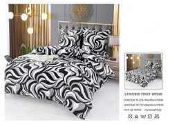 Set Lenjerie de Pat Finet Bumbac 4 Piese – Model Abstract Monocrom
