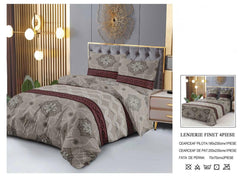 Set Lenjerie de Pat Finet Bumbac 4 Piese – Model Clasic cu Accente Bordo