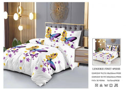 Set Lenjerie de Pat Finet Bumbac 4 Piese – Model Fluturi și Flori