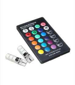 Set 2 BecurI LED RGB T10 12V cu Telecomandă – Iluminare Auto Multicoloră