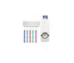 Dozator Pasta De Dinti Si Suport Pentru 5 Periute Auto-Adeziv Fixare Pe Perete