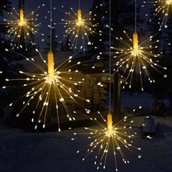 Instalatie solara 5 artificii, 500Led, 5 metri - alb cald