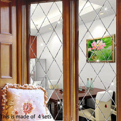 Set 58 oglinzi acrilice, autoadezive, 100x100 cm, Argintiu