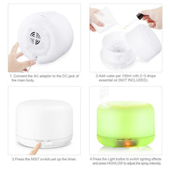 Aparat de aromaterapie, 300 ml, 7 culori, Telecomanda-ROTUND