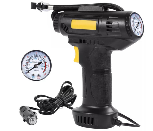 Compresor auto portabil 72W – 18 L/min, cu manometru și adaptoare incluse