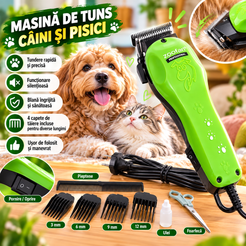 Mașină de Tuns Animale Zoofari, 4 Piepteni 3-12 mm, Set Complet