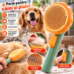 Perie de Par pentru Animale cu Buton de Autocuratare, Circle Brush