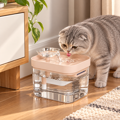 Fantana Automata de Apa pentru Pisici si Caini Mici, Capacitate 1.8 L, Filtru Dublu cu Carbune Activ, Circulatie Continua a Apei, Functionare Silentioasa, Rezervor Transparent