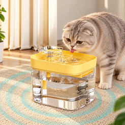 Fantana Automata de Apa pentru Pisici si Caini Mici, Capacitate 1.8 L, Filtru Dublu cu Carbune Activ, Circulatie Continua a Apei, Functionare Silentioasa, Rezervor Transparent