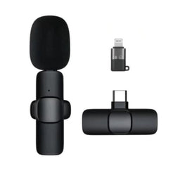 Microfon Wireless K9 Tip Lavaliera, Fara Fir, Conector USB Tip C/iPhone,Portabil, Negru