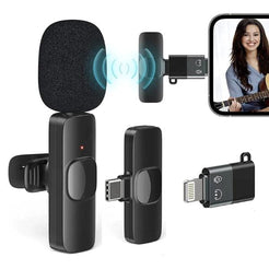 Microfon Wireless K9 Tip Lavaliera, Fara Fir, Conector USB Tip C/iPhone,Portabil, Negru