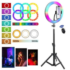 Lampa LED RGB 30 Cm, Ring Light + Trepied 210 Cm Cadou