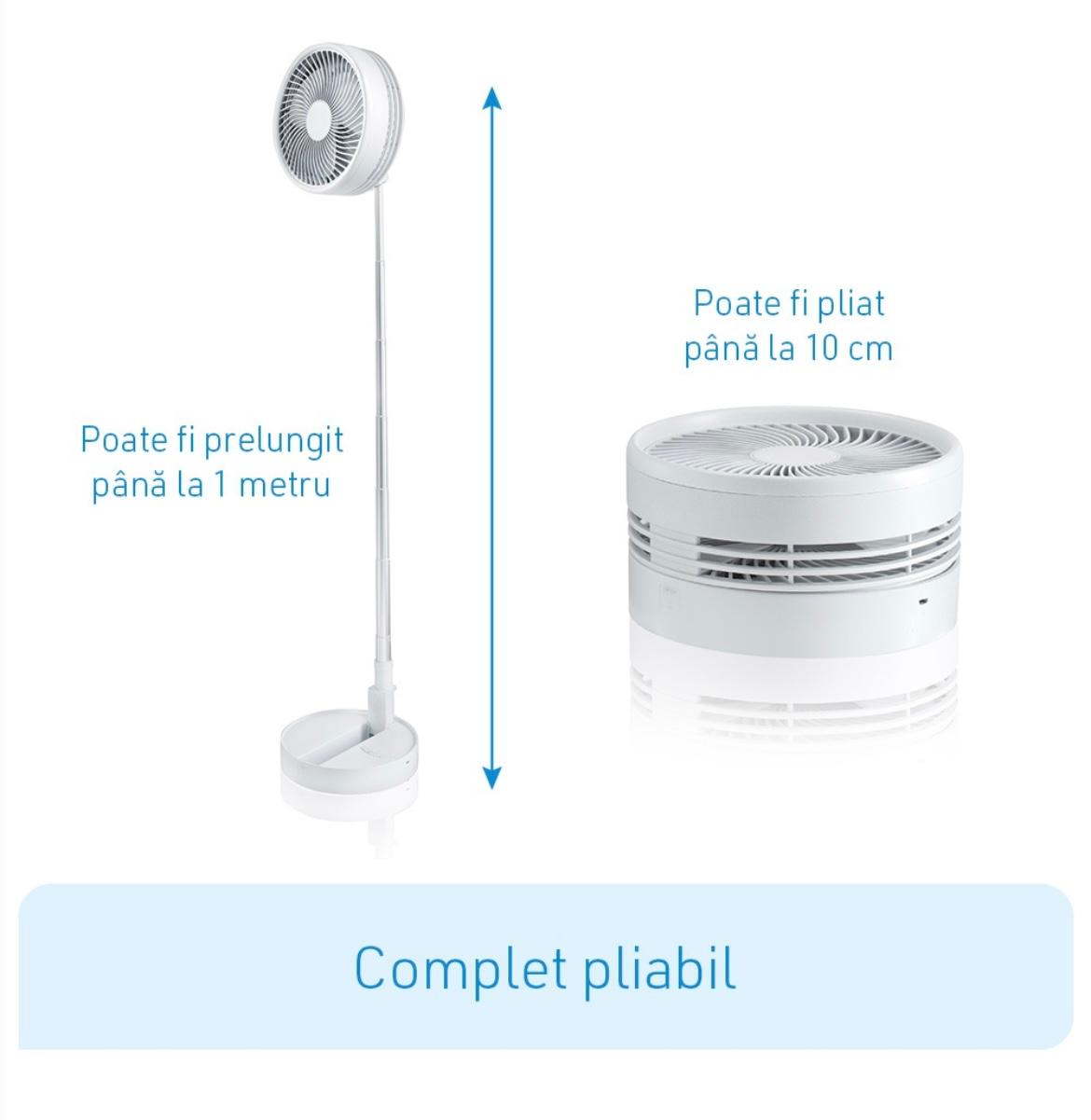 Ventilator portabil si telescopic cu acumulator si incarcare USB