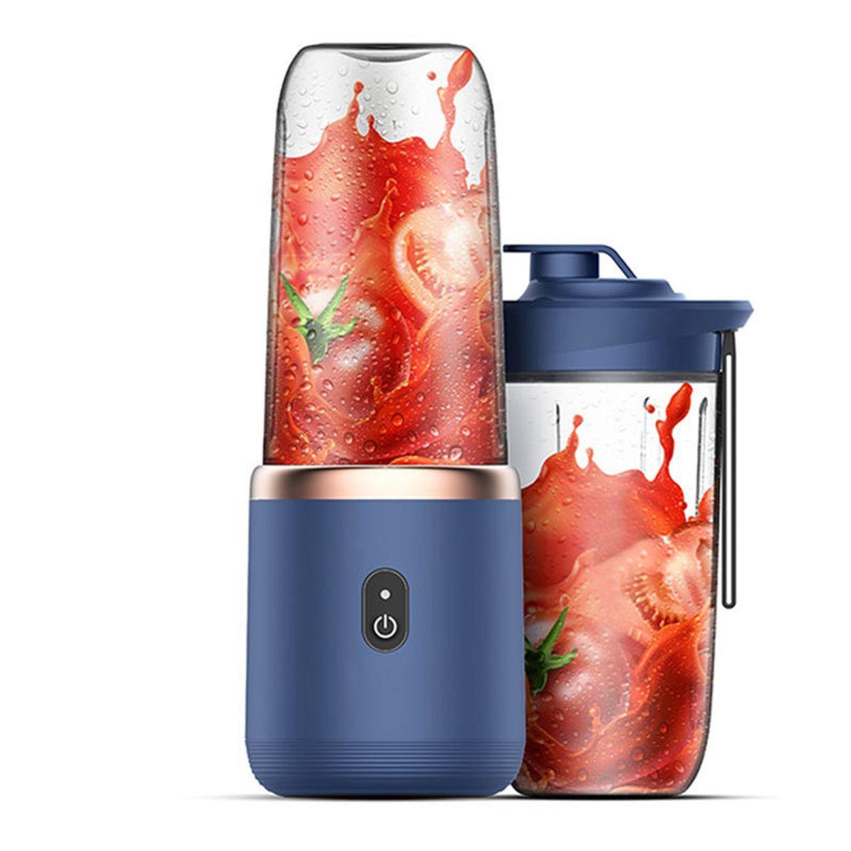 Blender Electric Mini Fără Fir – Portabil, Reîncărcabil USB, cu 2 Vase de 400 ml și 6 Lame din Oțel Inoxidabil