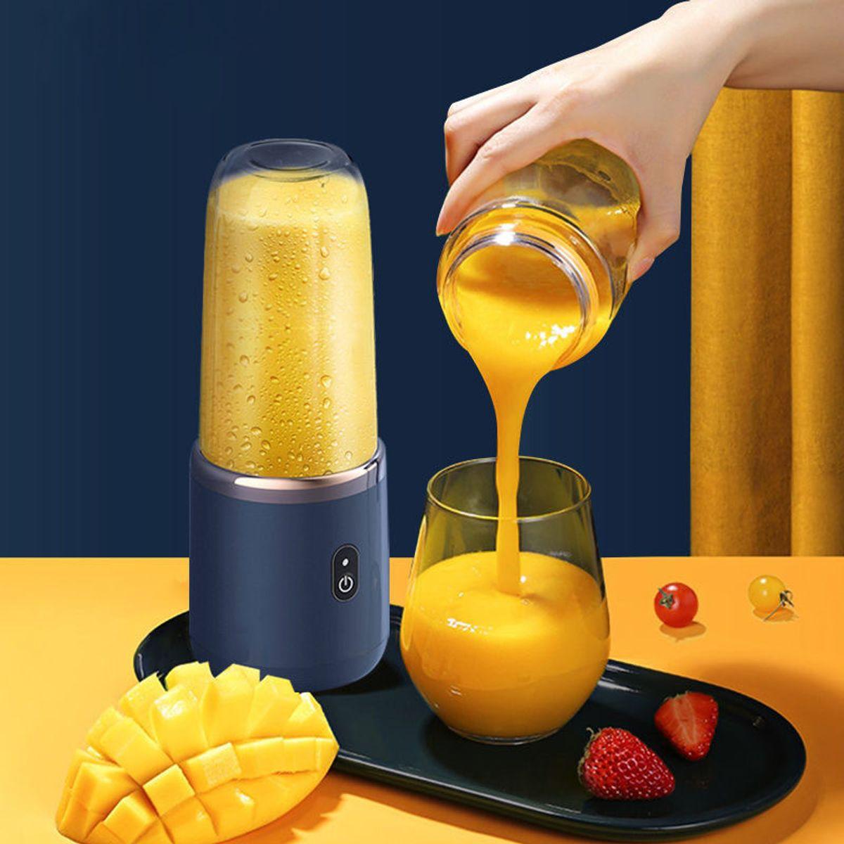 Blender Electric Mini Fără Fir – Portabil, Reîncărcabil USB, cu 2 Vase de 400 ml și 6 Lame din Oțel Inoxidabil