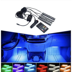 Set 4 benzi LED ambientale auto cu telecomandă – 8 culori RGB