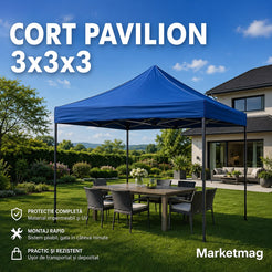 Pavilion Pliabil Stil Cort 3x3 m Cadru Metalic Rezistent Albastru/Rosu