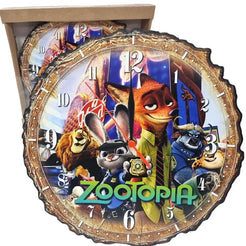 Ceas de Perete pe Baterii din Lemn Zootopia - 30 cm